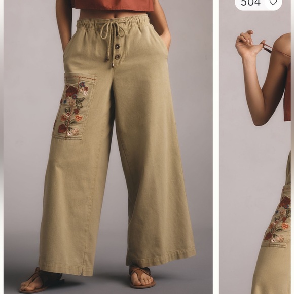Anthropologie Pilcro Embroidered Wide Leg Pants - Picture 3 of 15